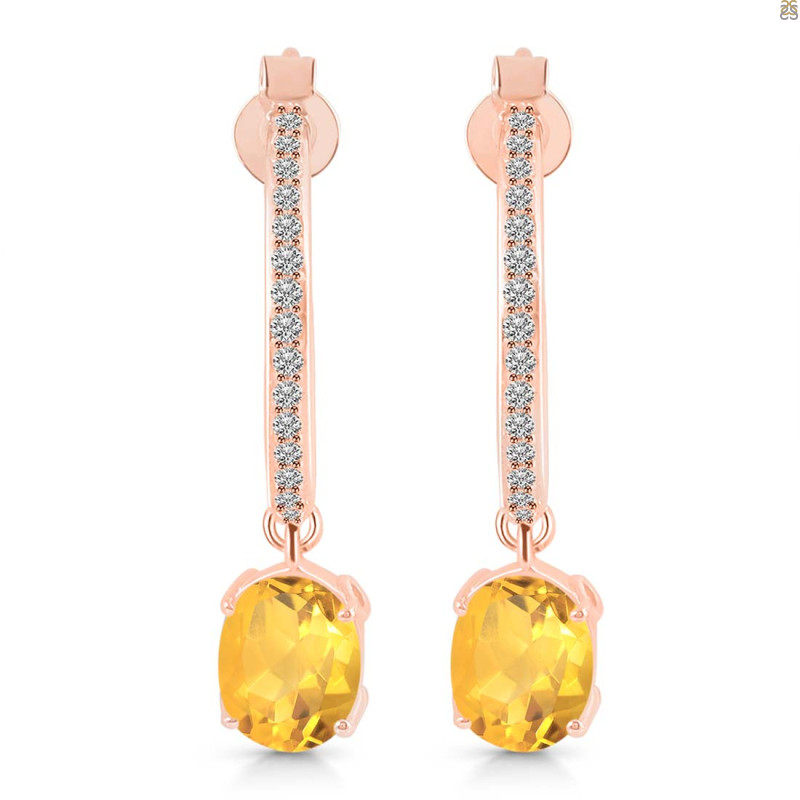 Citrine & White Topaz Hoop Earring CIT-RDE-1469.