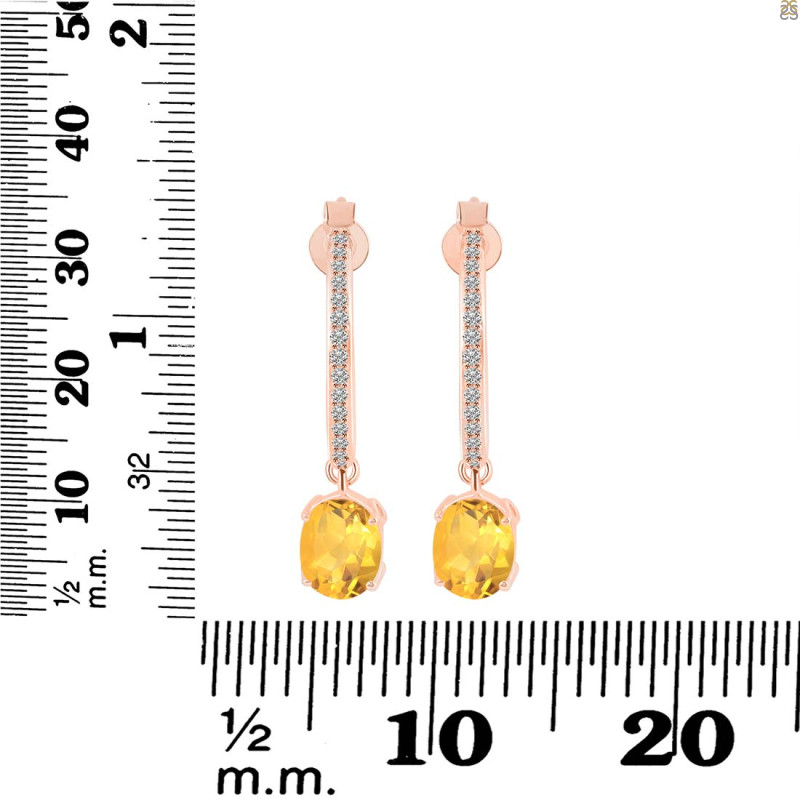 Citrine & White Topaz Hoop Earring CIT-RDE-1469.