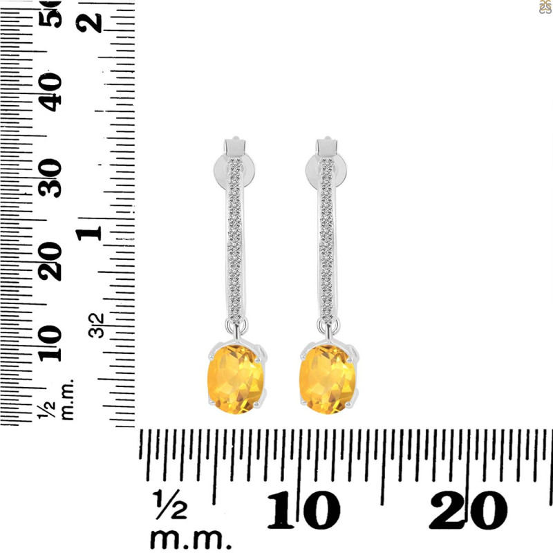 Citrine & White Topaz Hoop Earring CIT-RDE-1469.