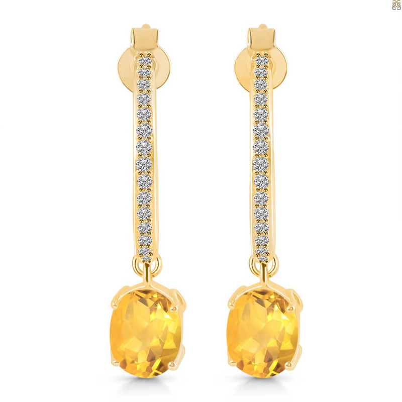 Citrine & White Topaz Hoop Earring CIT-RDE-1469.