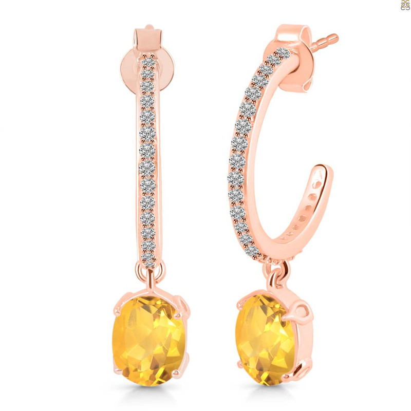 Citrine & White Topaz Hoop Earring CIT-RDE-1469.