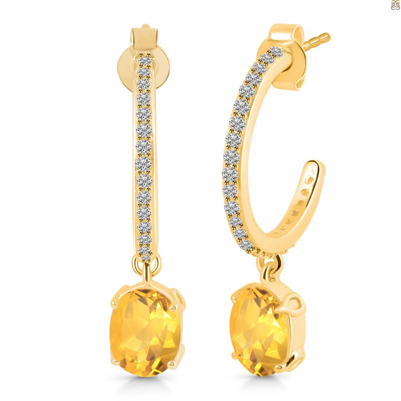 Citrine & White Topaz Hoop Earring CIT-RDE-1469.