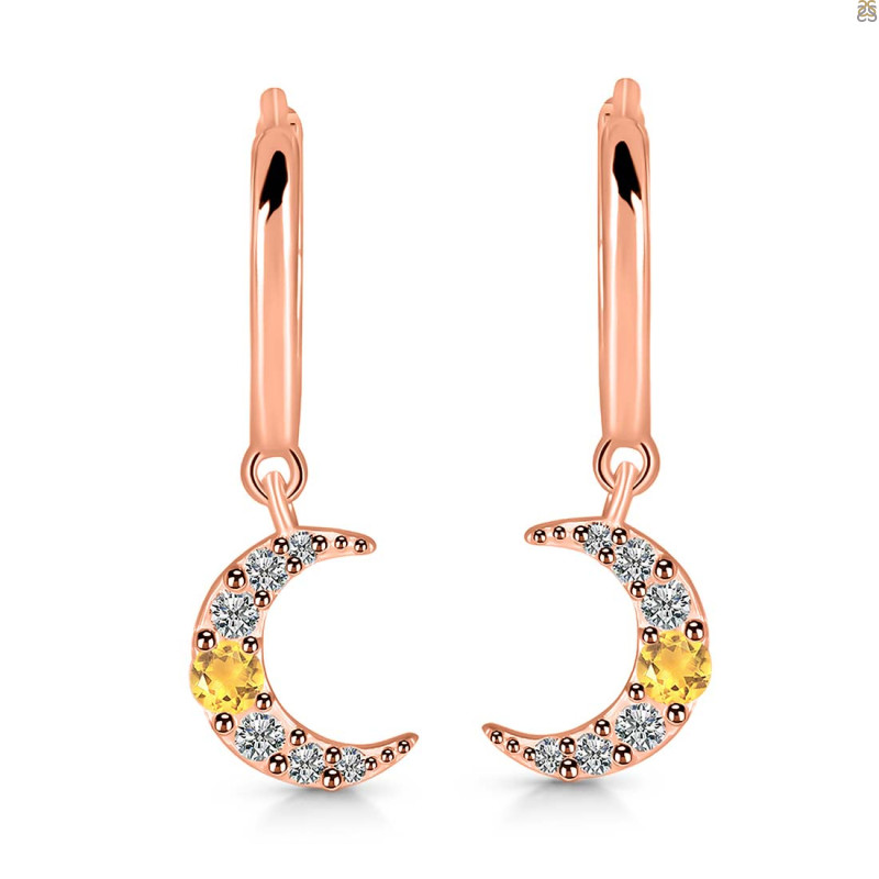 Citrine & White Topaz Hoop Earring CIT-RDE-1471.