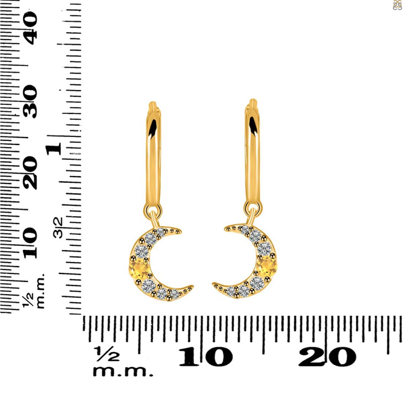 Citrine & White Topaz Hoop Earring CIT-RDE-1471.
