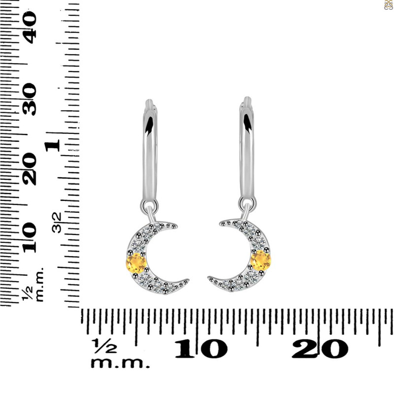 Citrine & White Topaz Hoop Earring CIT-RDE-1471.