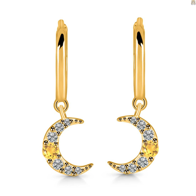 Citrine & White Topaz Hoop Earring CIT-RDE-1471.