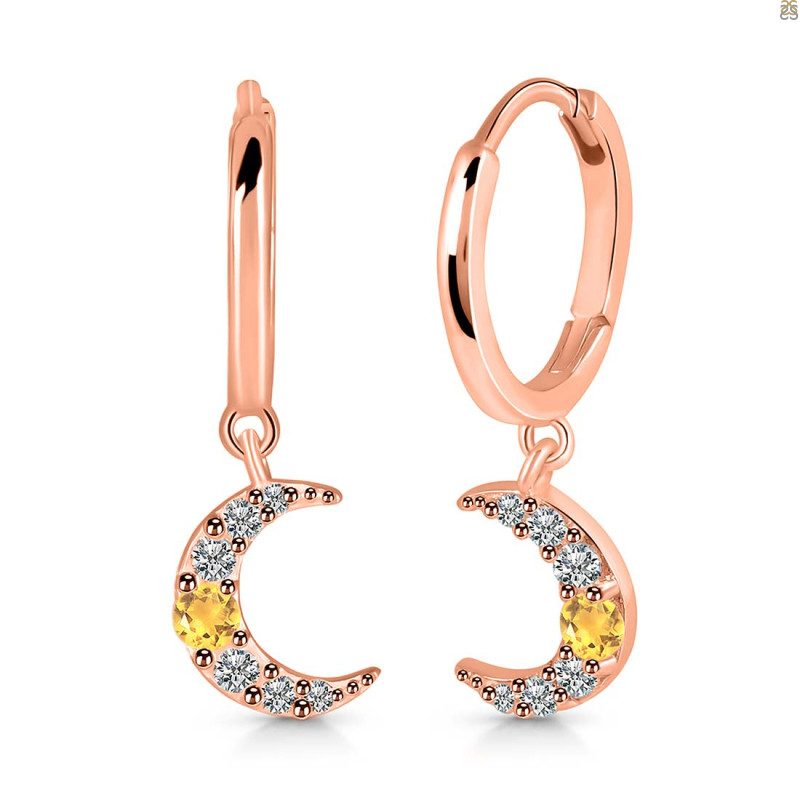 Citrine & White Topaz Hoop Earring CIT-RDE-1471.