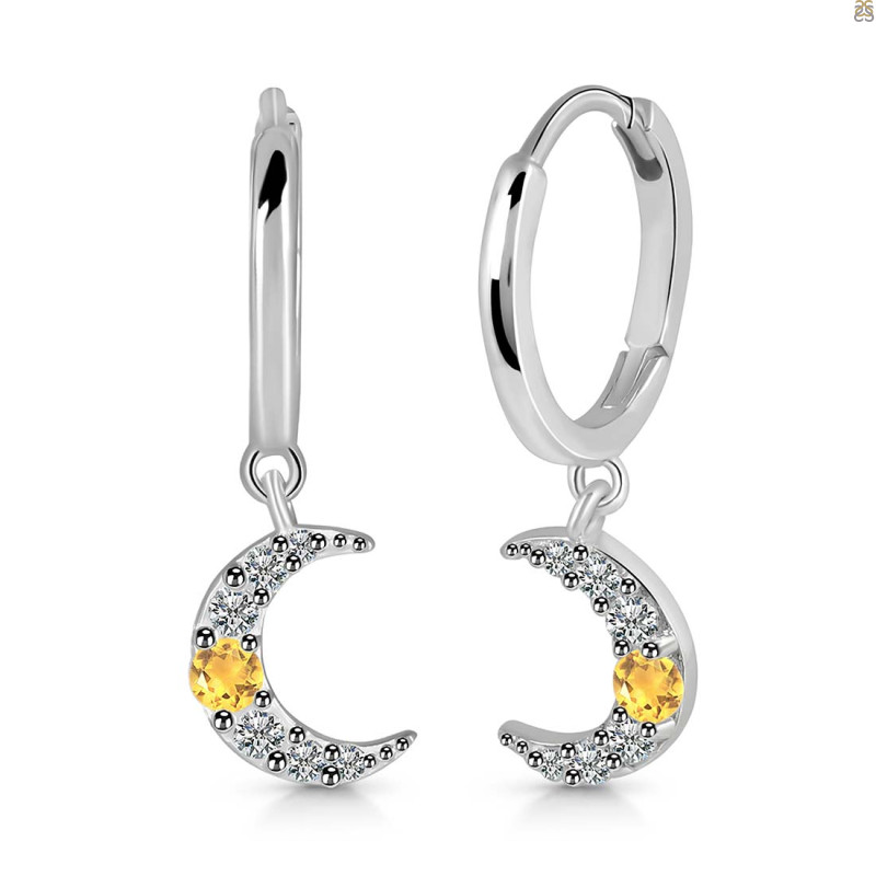 Citrine & White Topaz Hoop Earring CIT-RDE-1471.