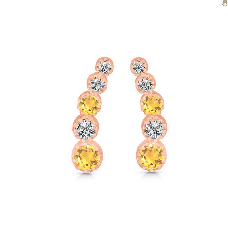 Citrine & White Topaz Stud Earring CIT-RDE-1472.