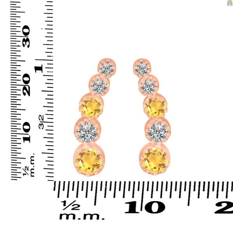 Citrine & White Topaz Stud Earring CIT-RDE-1472.