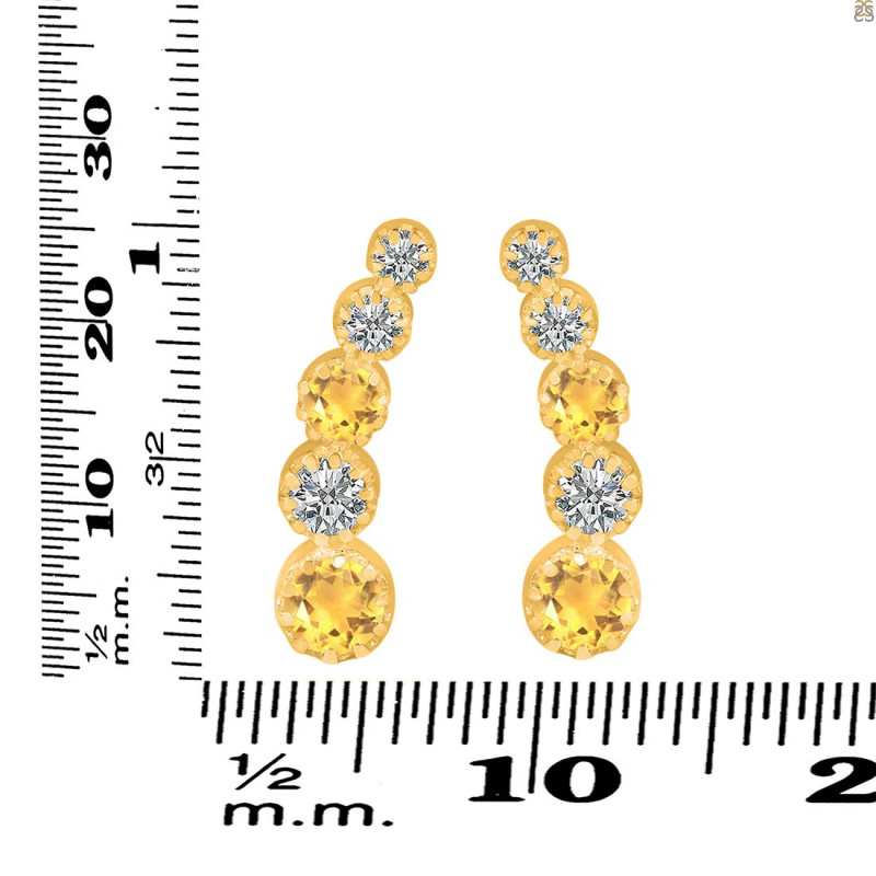 Citrine & White Topaz Stud Earring CIT-RDE-1472.