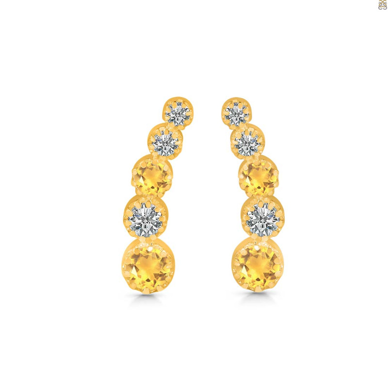 Citrine & White Topaz Stud Earring CIT-RDE-1472.