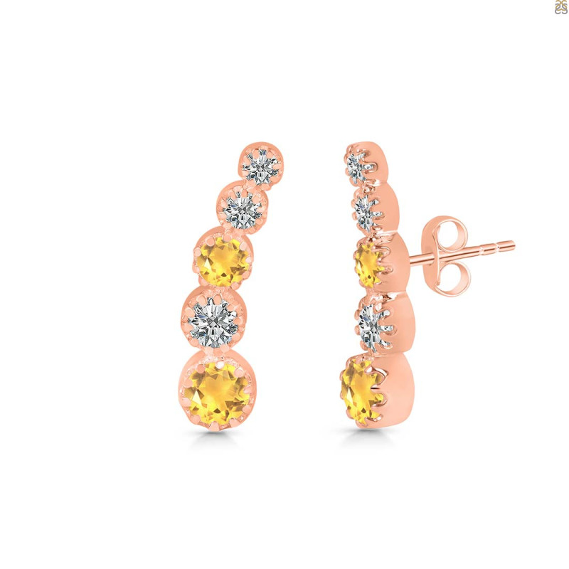 Citrine & White Topaz Stud Earring CIT-RDE-1472.