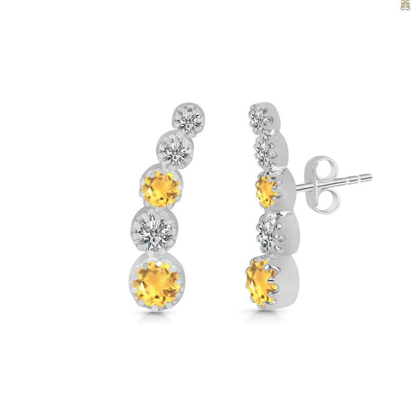 Citrine & White Topaz Stud Earring