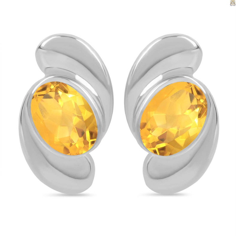 Citrine Stud Earring CIT-RDE-15.