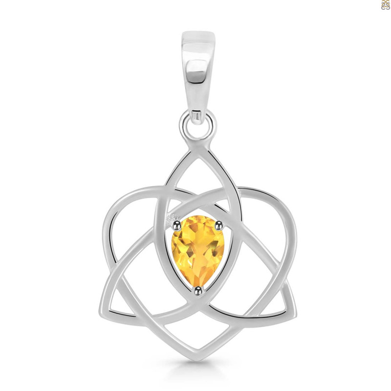 Citrine Triquetra Heart Knot Pendant CIT-RDEP-880.