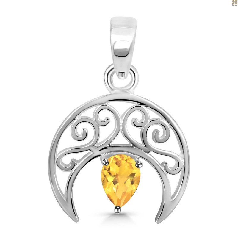 Citrine Crescent Moon Pendant CIT-RDEP-890.