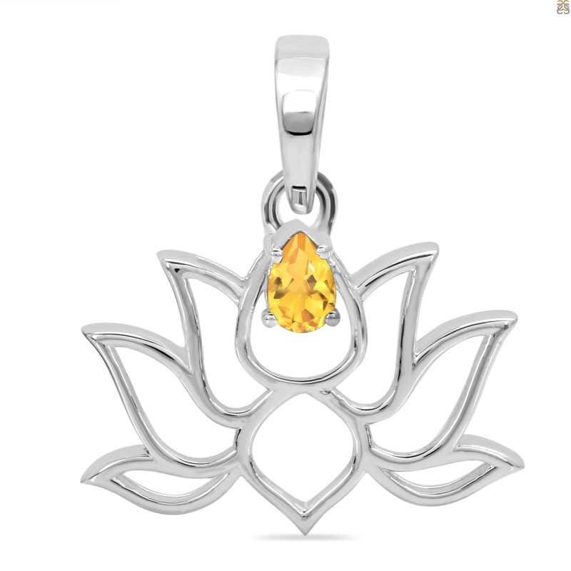 Citrine Lotus Pendant CIT-RDN-156-A.