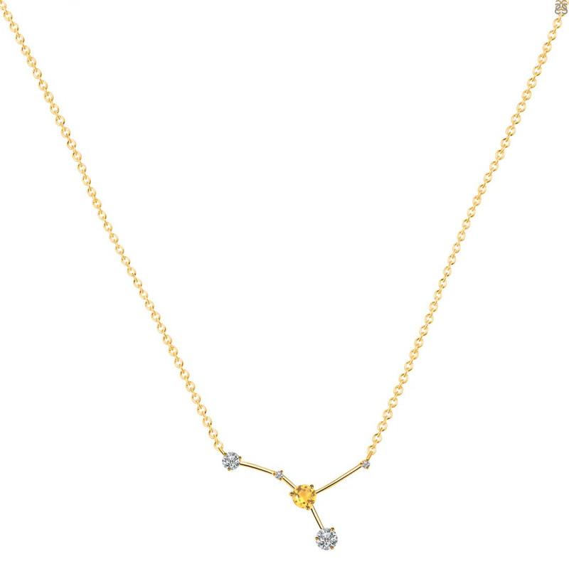 cancer Zodiac Star Constellation Citrine & White Topaz Necklace CIT-RDN-486.