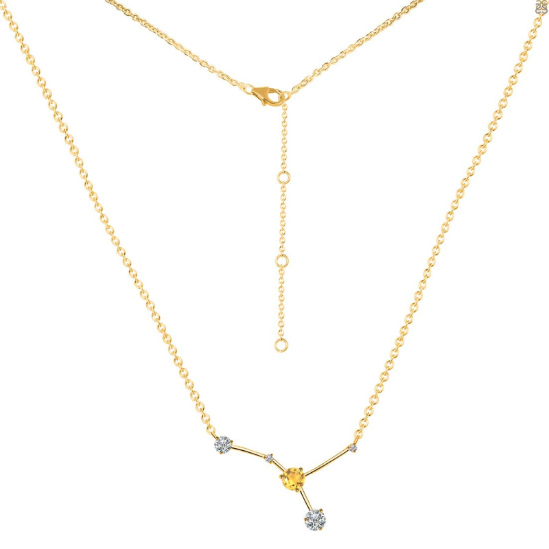 cancer Zodiac Star Constellation Citrine & White Topaz Necklace CIT-RDN-486.