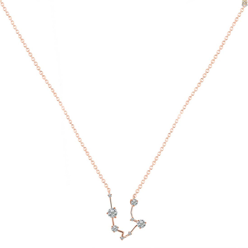 Aquarius Zodiac Star Constellation Citrine & White Topaz Necklace CIT-RDN-487.