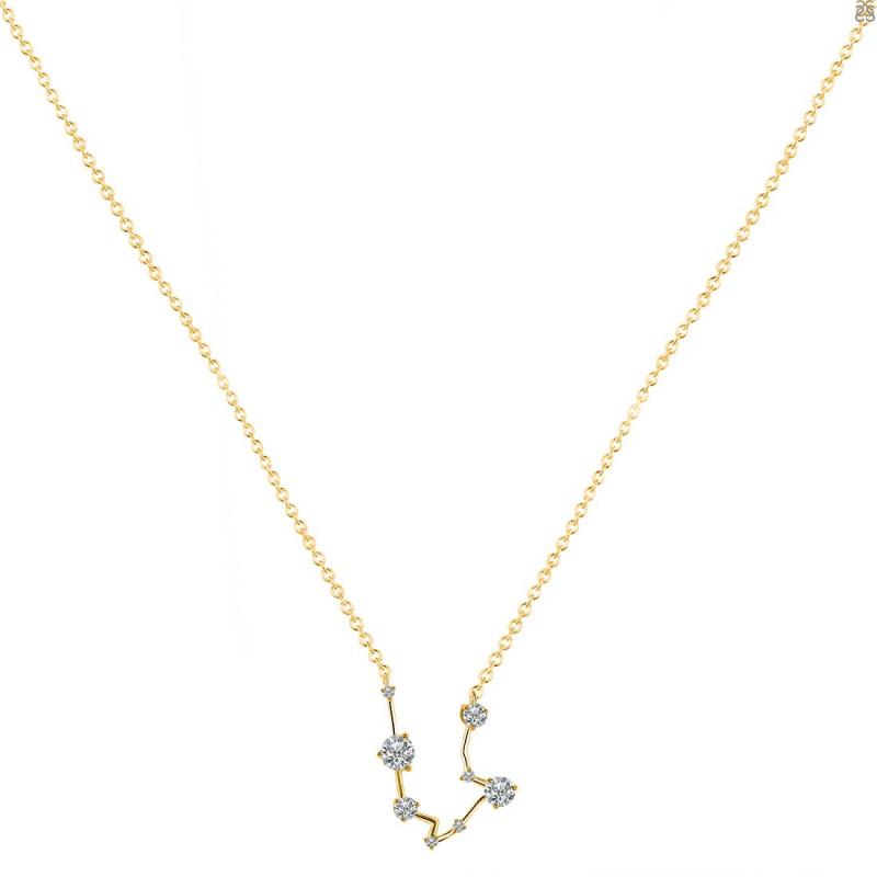 Aquarius Zodiac Star Constellation Citrine & White Topaz Necklace CIT-RDN-487.