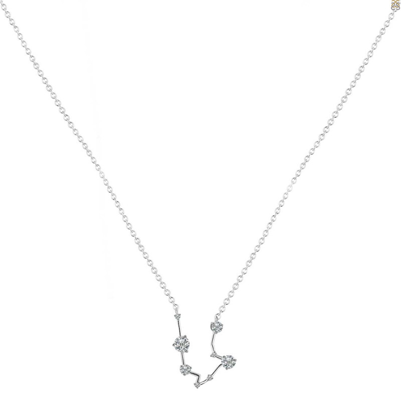 Aquarius Zodiac Star Constellation Citrine & White Topaz Necklace CIT-RDN-487.
