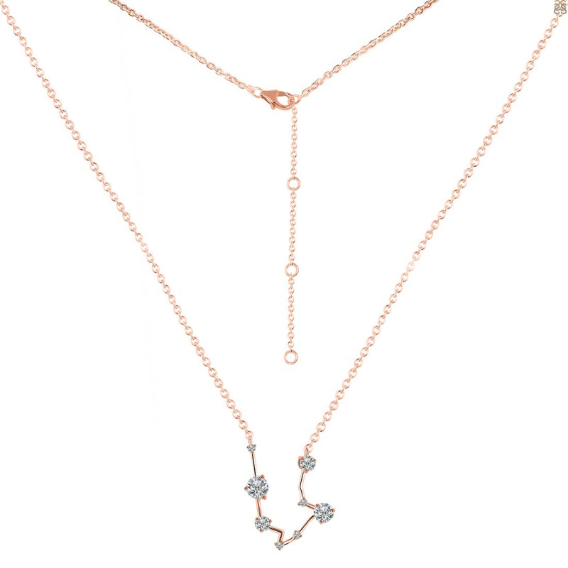 Aquarius Zodiac Star Constellation Citrine & White Topaz Necklace CIT-RDN-487.