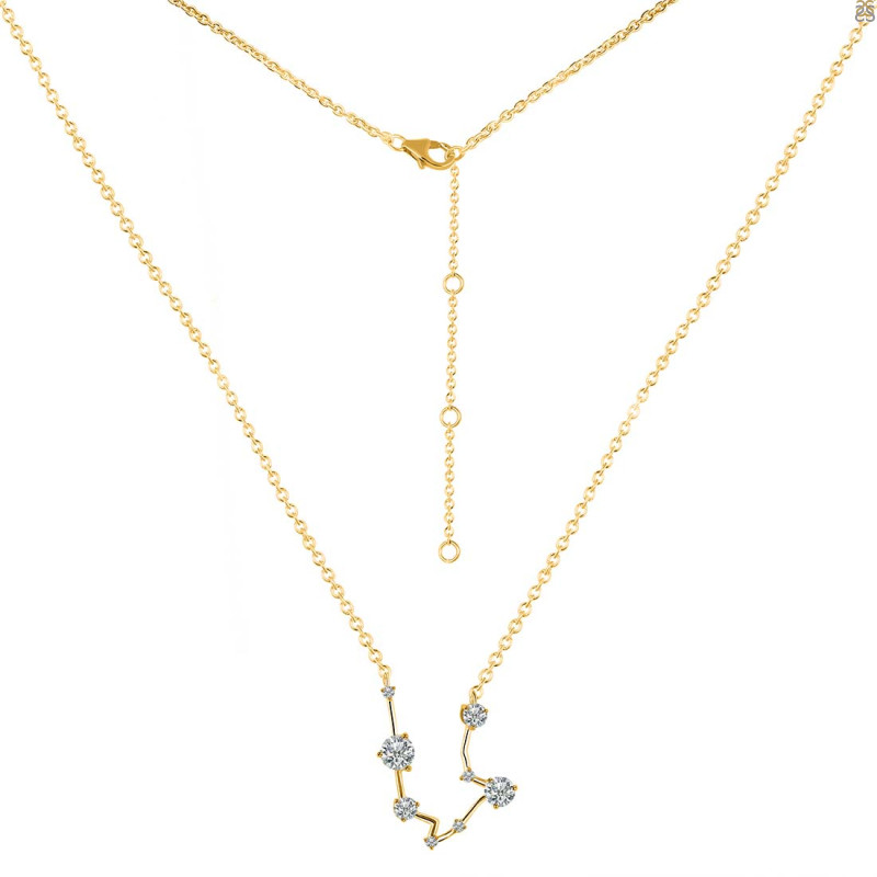 Aquarius Zodiac Star Constellation Citrine & White Topaz Necklace CIT-RDN-487.