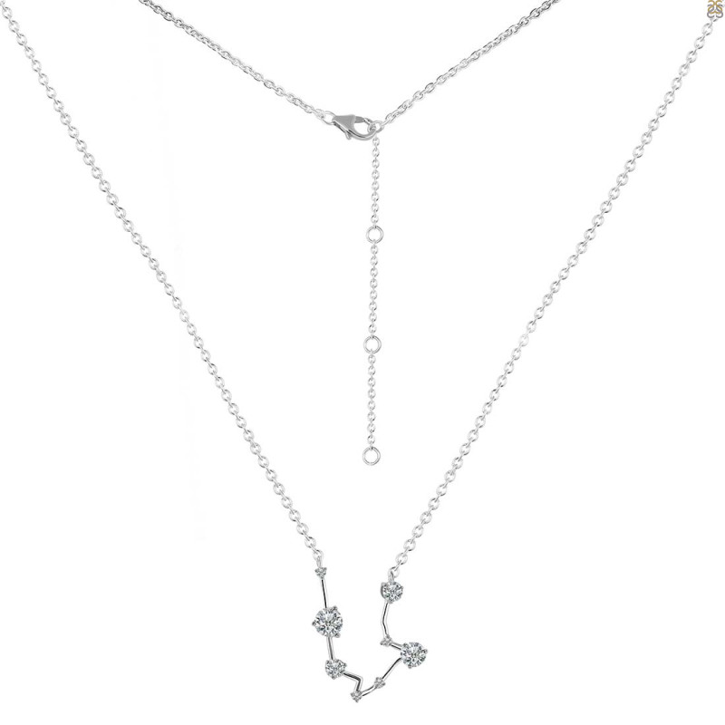 Aquarius Zodiac Star Constellation Citrine & White Topaz Necklace