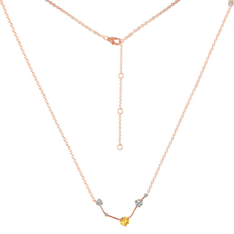 Aries Zodiac Star Constellation Citrine & White Topaz Necklace CIT-RDN-488.