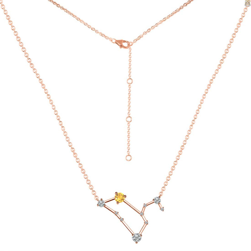 Leo Zodiac Star Constellation Citrine & White Topaz Necklace CIT-RDN-493.