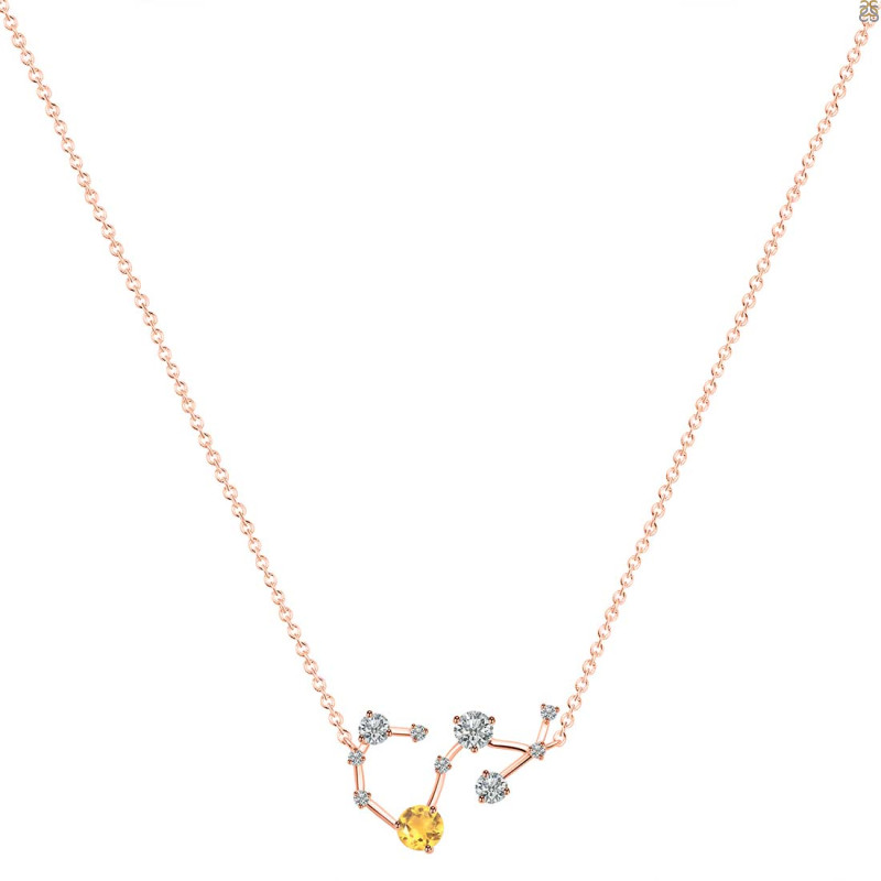 Scorpio Zodiac Star Constellation Citrine & White Topaz Necklace CIT-RDN-495.