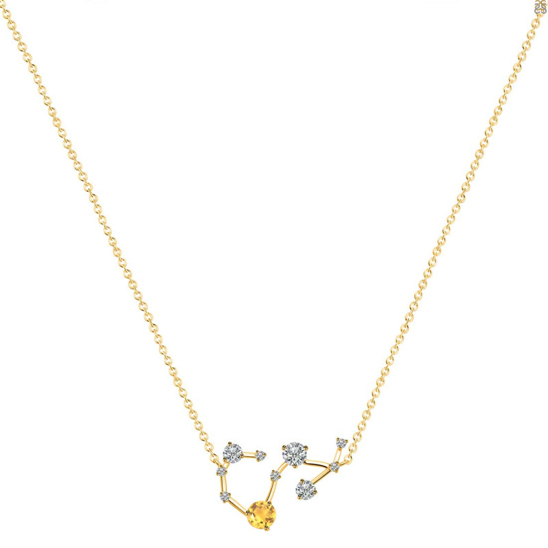 Scorpio Zodiac Star Constellation Citrine & White Topaz Necklace CIT-RDN-495.