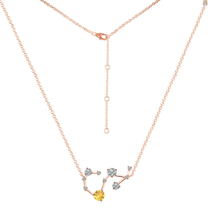 Scorpio Zodiac Star Constellation Citrine & White Topaz Necklace CIT-RDN-495.