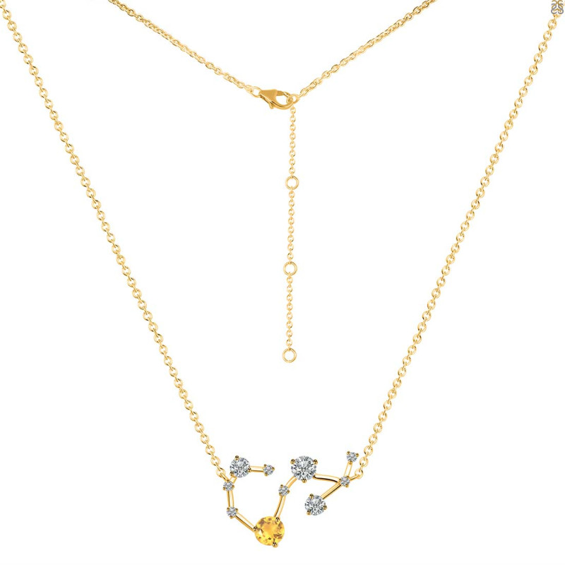 Scorpio Zodiac Star Constellation Citrine & White Topaz Necklace CIT-RDN-495.