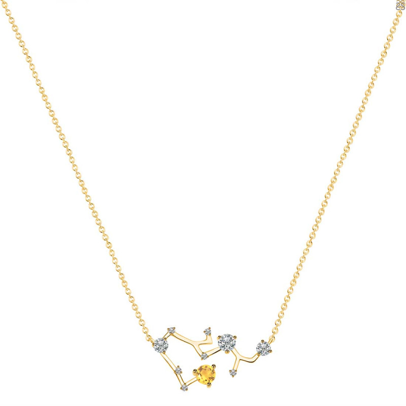 Sagittarius Zodiac Star Constellation Citrine & White Topaz Necklace CIT-RDN-496.