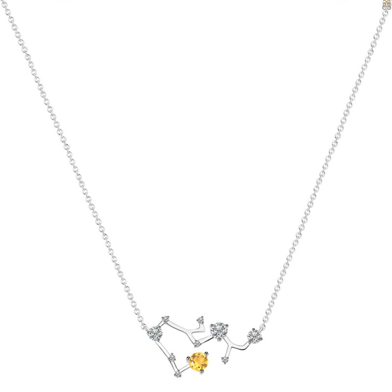Sagittarius Zodiac Star Constellation Citrine & White Topaz Necklace CIT-RDN-496.