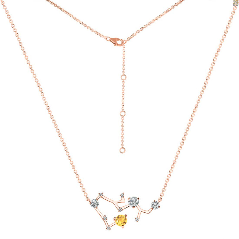 Sagittarius Zodiac Star Constellation Citrine & White Topaz Necklace CIT-RDN-496.