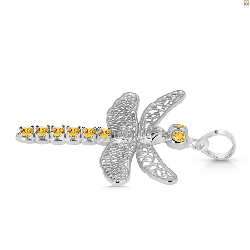 Citrine Dragon Fly Pendant
