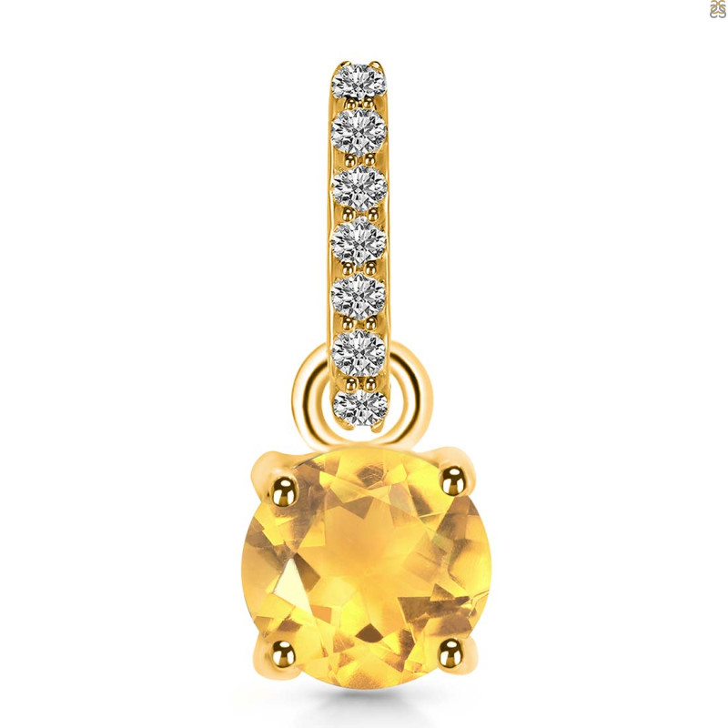 Citrine & White Topaz Pendant CIT-RDP-549-CZ-LOOP.