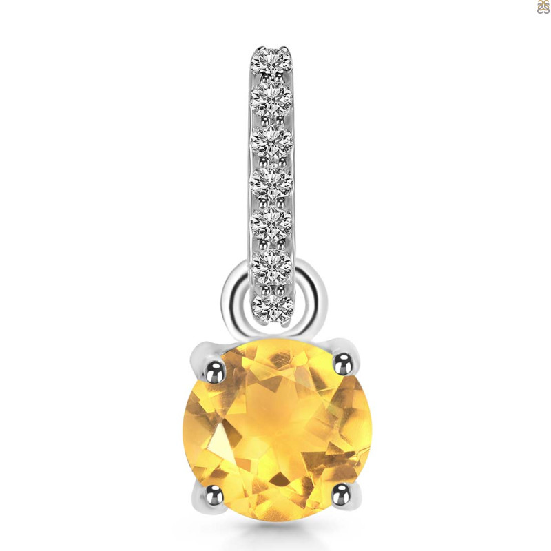 Citrine & White Topaz Pendant CIT-RDP-549-CZ-LOOP.