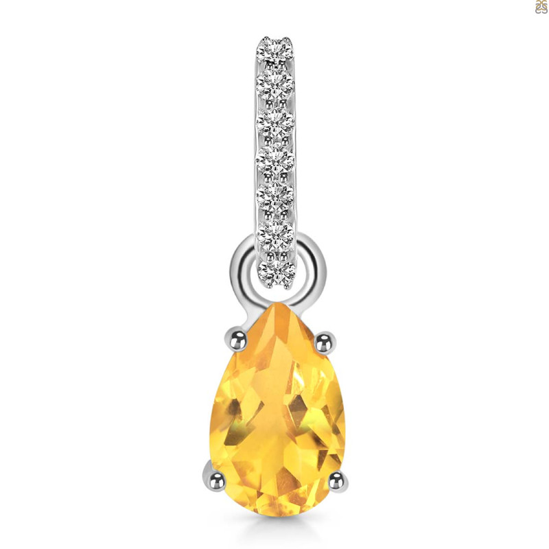 Citrine & White Topaz Pendant CIT-RDP-550-CZ-LOOP.