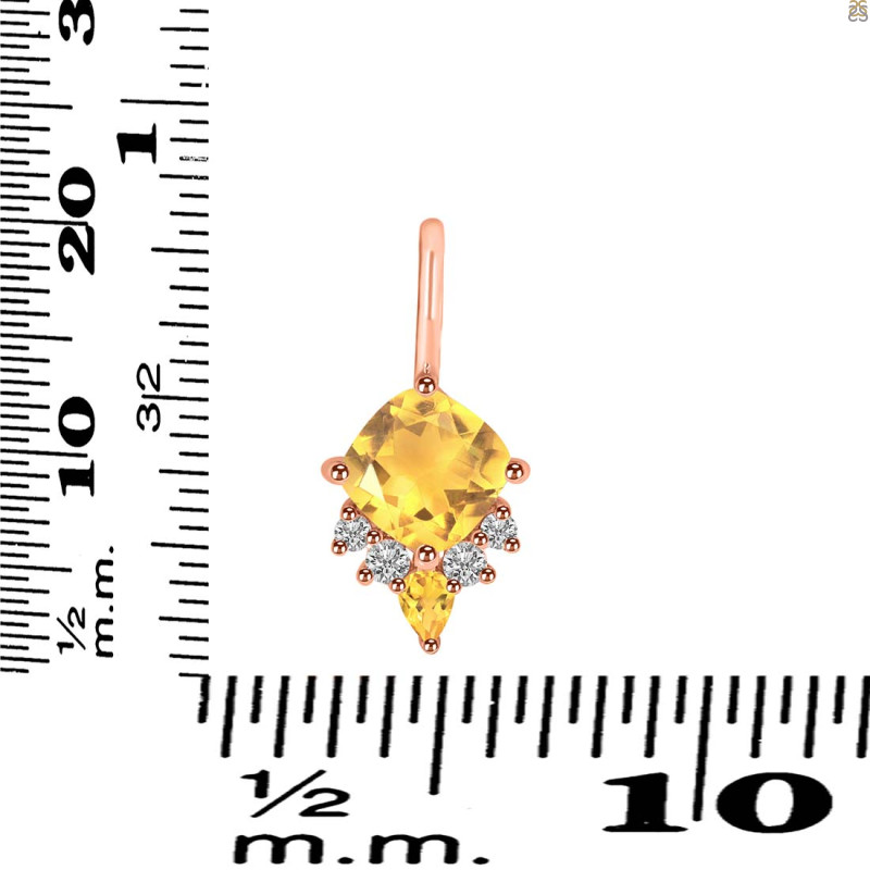 Citrine & White Topaz Pendant CIT-RDP-729.