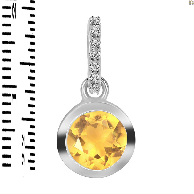 Citrine & White Topaz Pendant CIT-RDP-742-CZ-LOOP.
