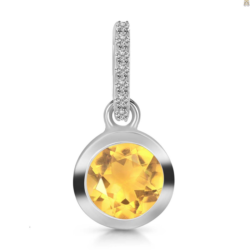 Citrine & White Topaz Pendant CIT-RDP-742-CZ-LOOP.