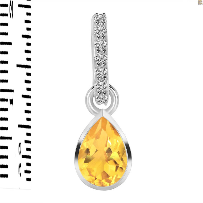 Citrine & White Topaz Pendant CIT-RDP-779-CZ-LOOP.