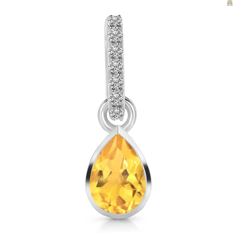 Citrine & White Topaz Pendant CIT-RDP-779-CZ-LOOP.