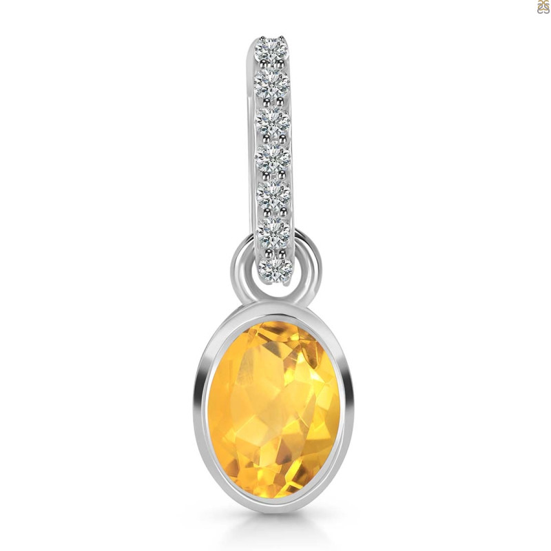 Citrine & White Topaz Pendant CIT-RDP-780-CZ-LOOP.