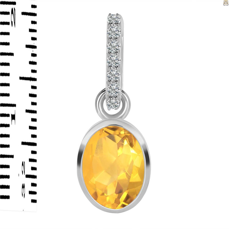 Citrine & White Topaz Pendant CIT-RDP-792-CZ-LOOP.